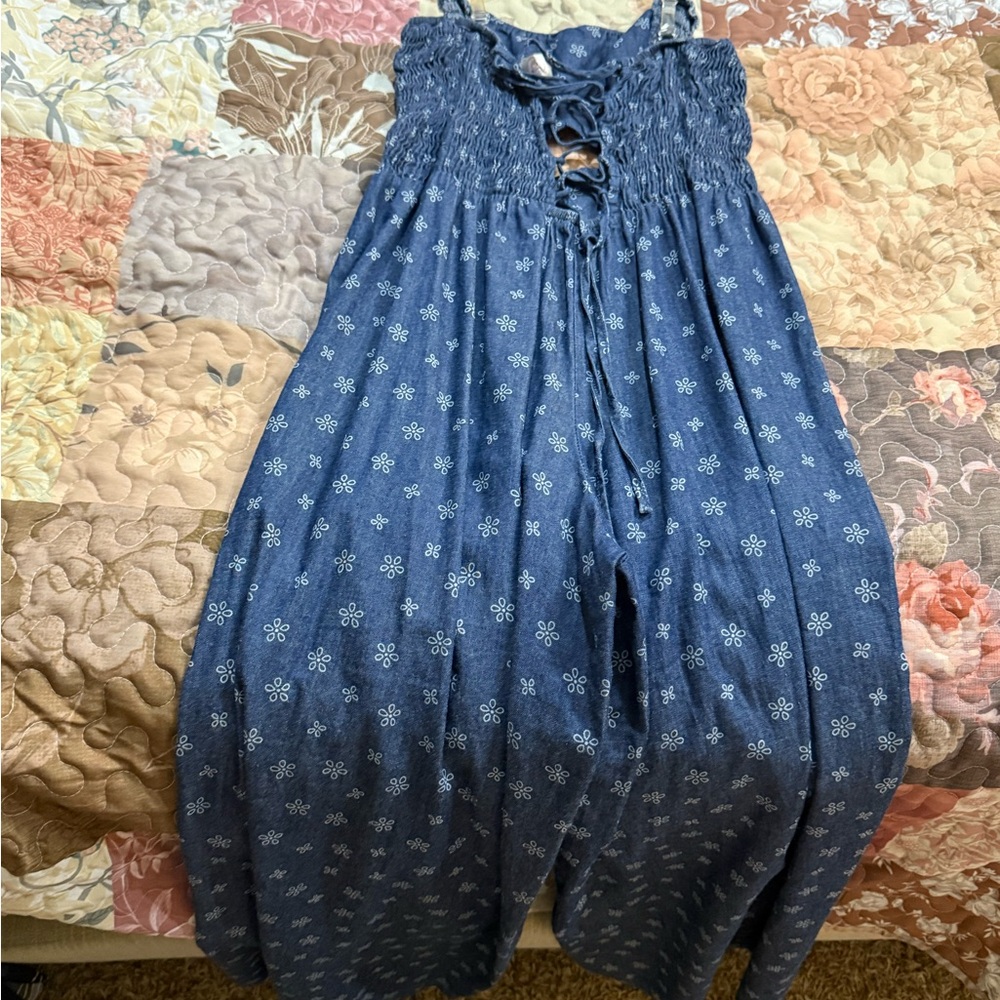 Blue Floral Smocked Sundress